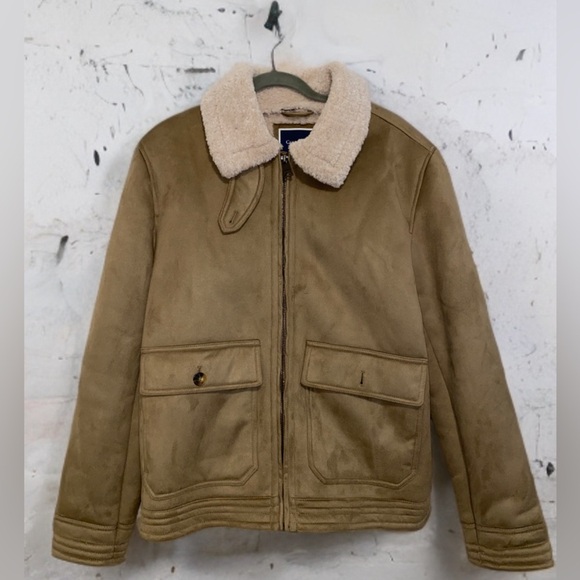 Club Room Tan Faux Suede Sherpa-Lined Jacket - Picture 2 of 12
